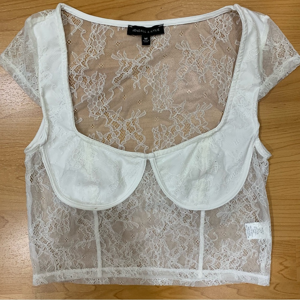 Kendall & Kylie White bustier lace top